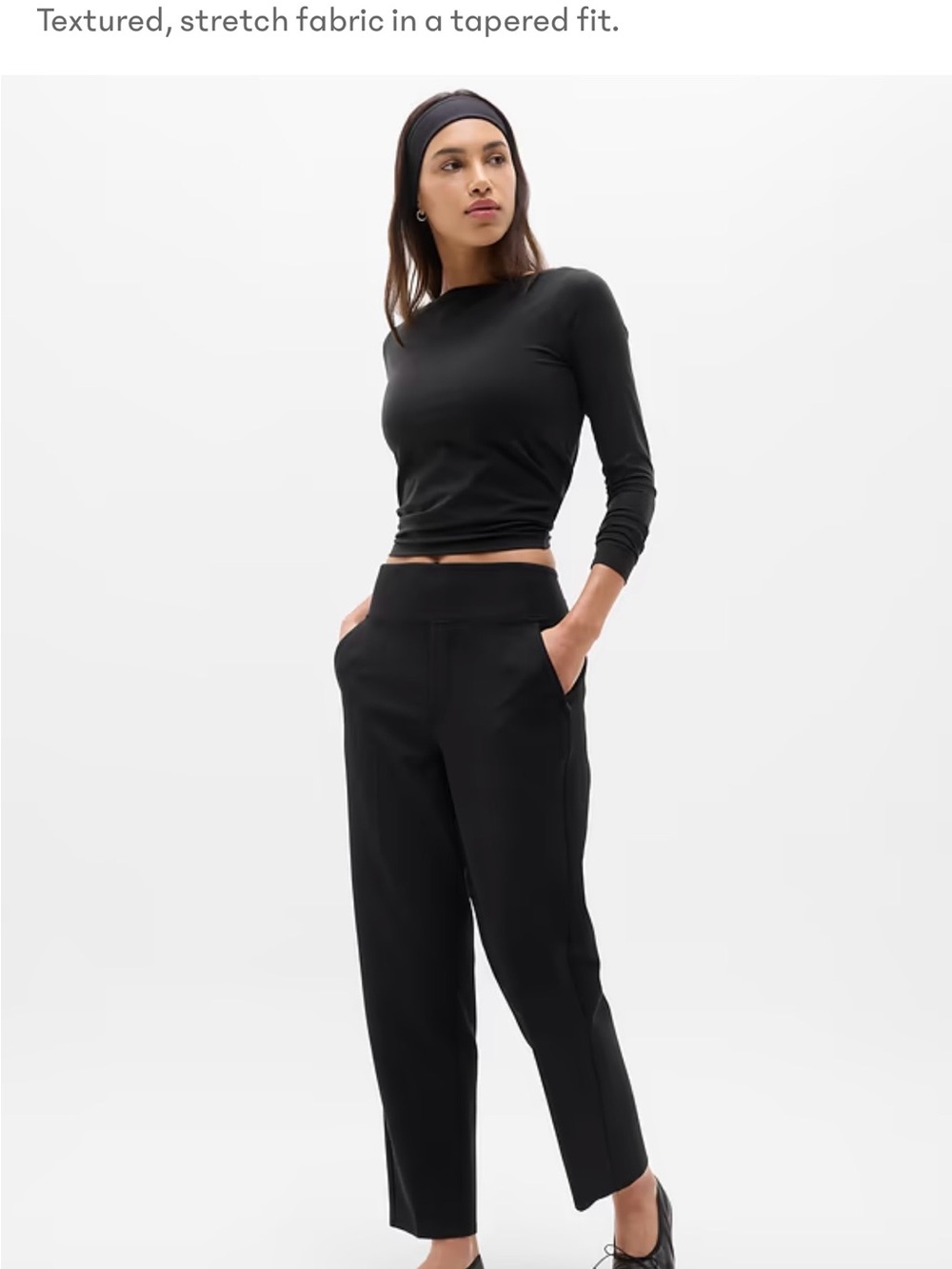 Athleta Black Tapered Stretch Trousers